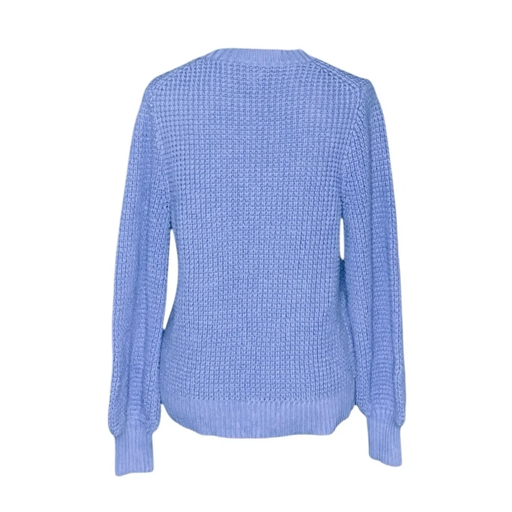 J.CREW Women’s Cotton Periwinkle, Chunky knit, V-neck Long Sleeve Sweater XL - Picture 5 of 7
